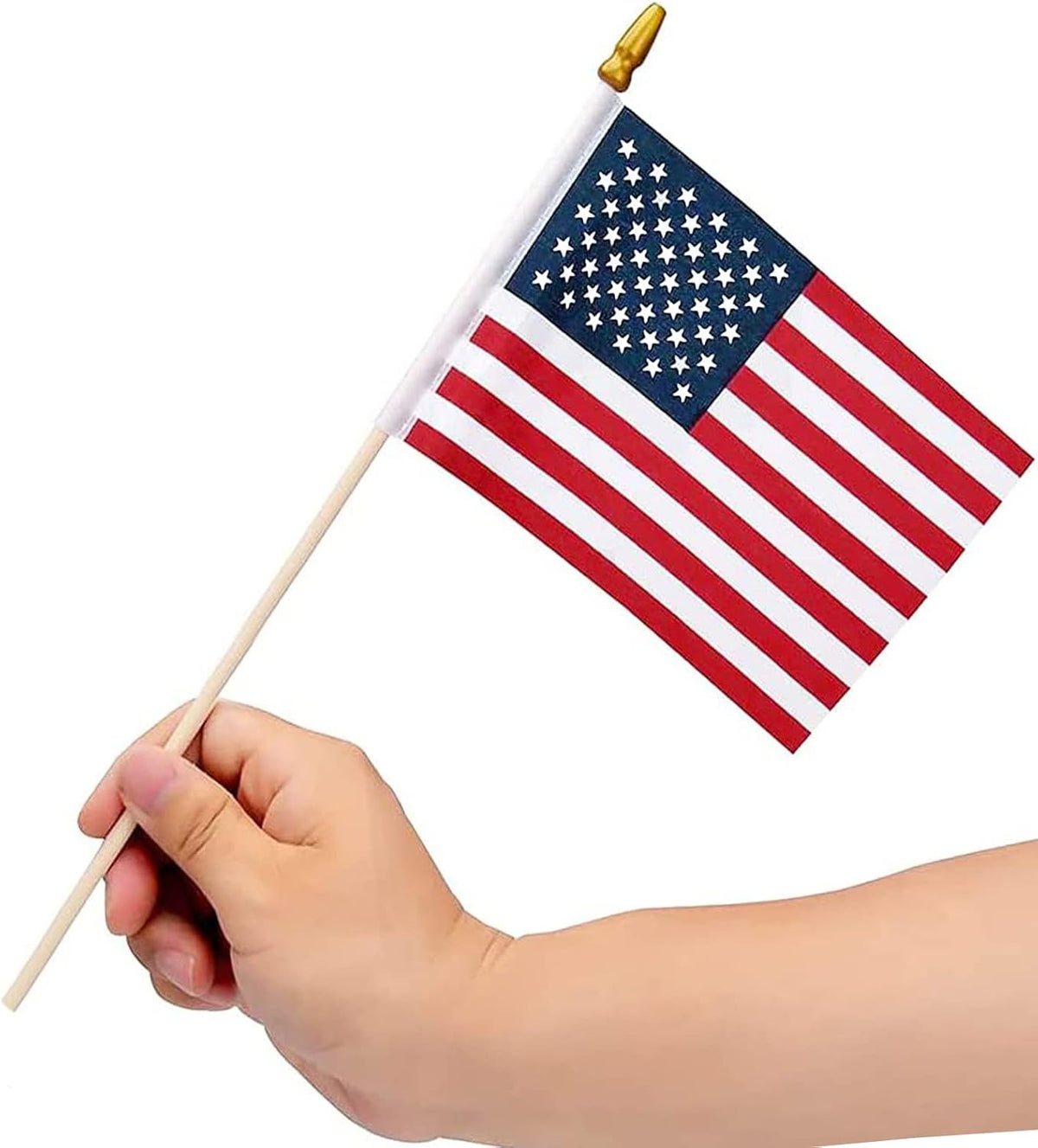 100 Pack Small American Flags on Stick, 4x6 Inch US HandHeld Stick Flags