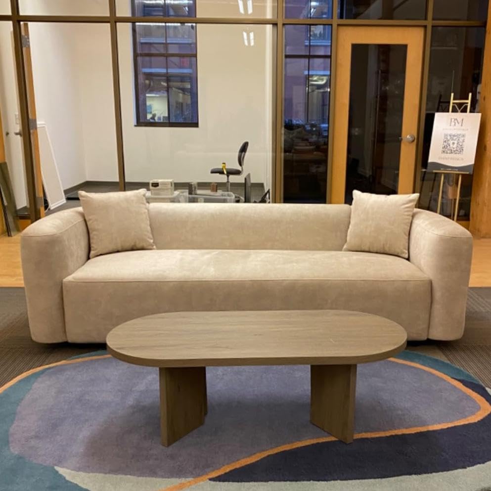 Acanva Mellow Modern Tight Curved Back Velvet Sofa