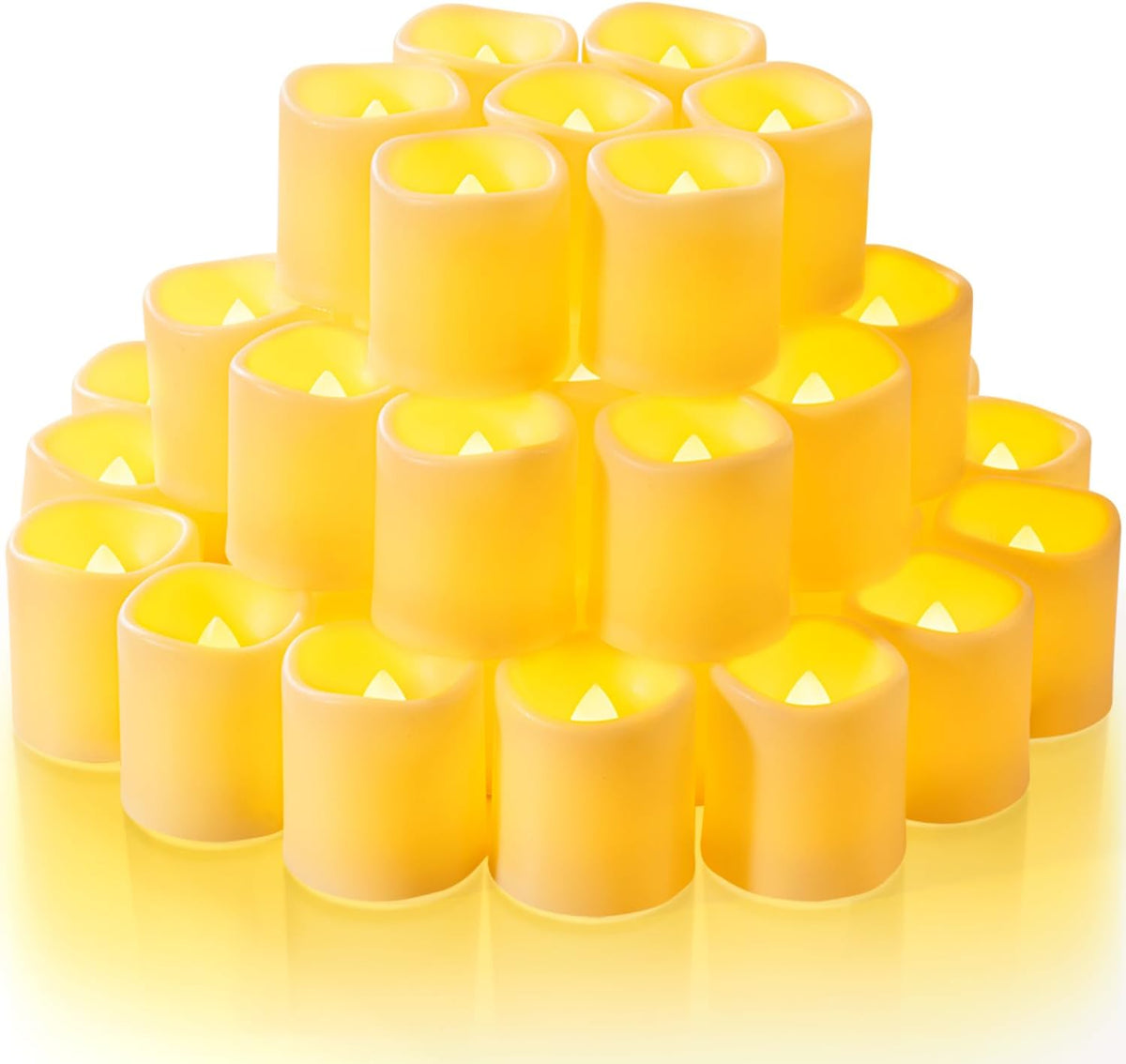 Homemory 24 Pack Ivory Flameless Flickering LED Votive Tealights Candles