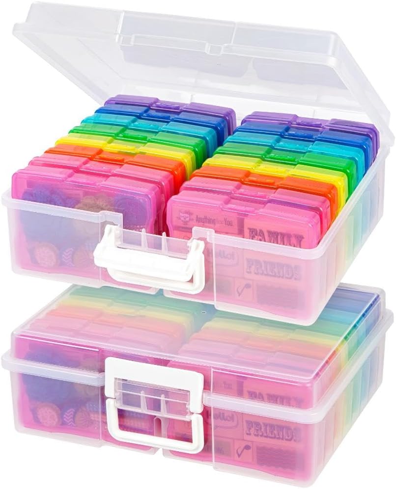 IRIS USA Photo Storage Box |Made in USA| 16 Cases - (2-Pack) - Clear