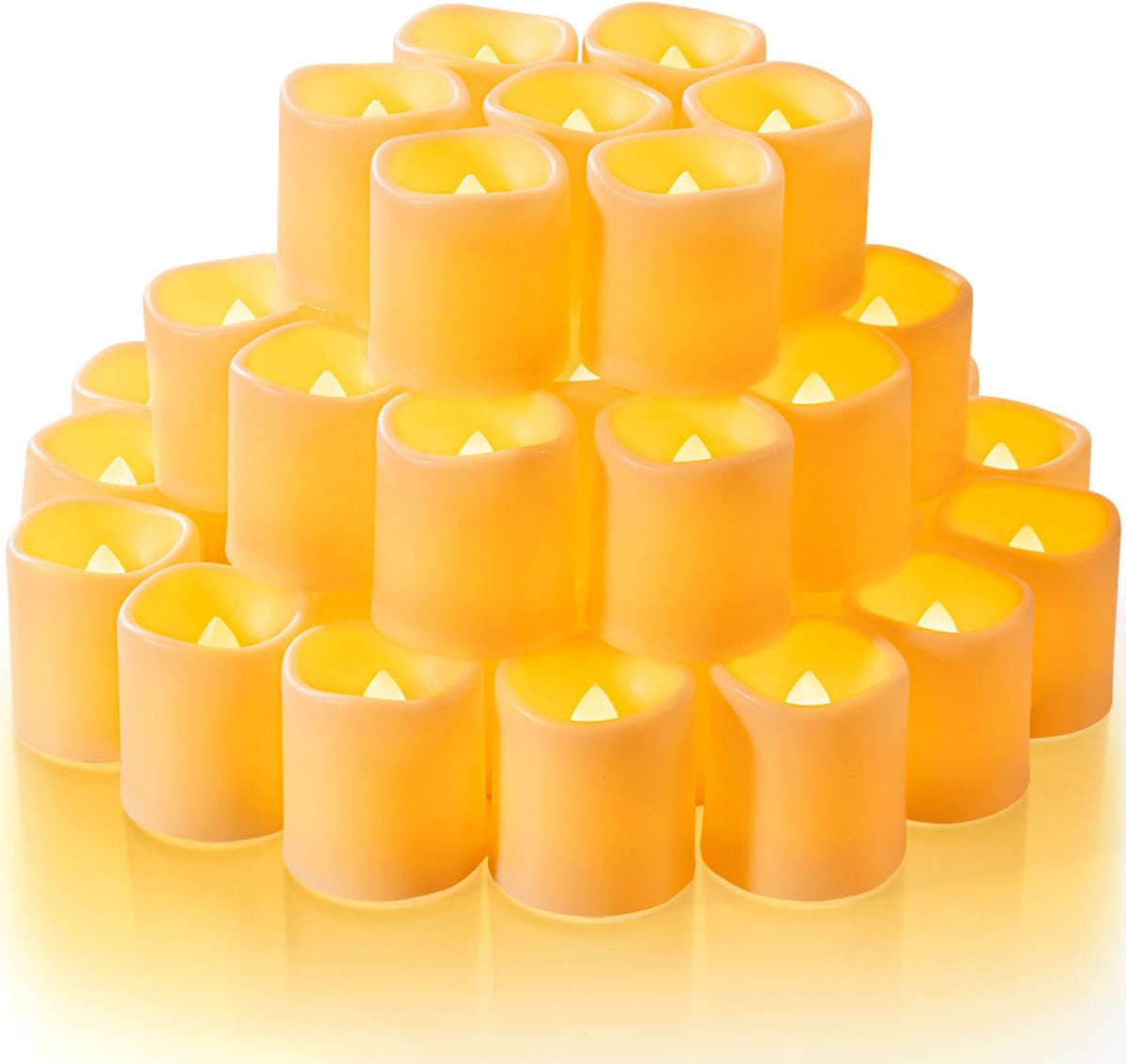 Homemory 24 Pack Ivory Flameless Flickering LED Votive Tealights Candles