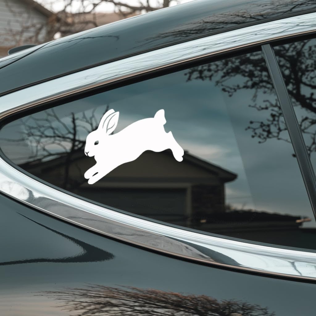 Cute Bunny Rabbit Vinyl Car Decal Sticker - Minimalist Rabbit Silhouette Design for Animal Lovers - Waterproof Durable Material - Suitable for Laptops Cars Windows