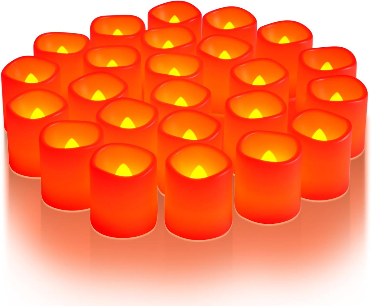Homemory 24 Pack Ivory Flameless Flickering LED Votive Tealights Candles