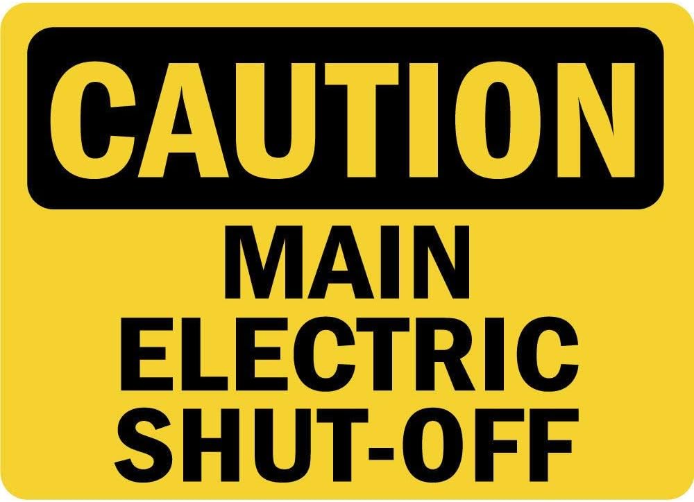 Vinyl Stickers - Bundle - Safety and Warning & Warehouse Signs Stickers - Caution - Main Electric Shut Off OSHA - 3 Pack (3.5" x 5")