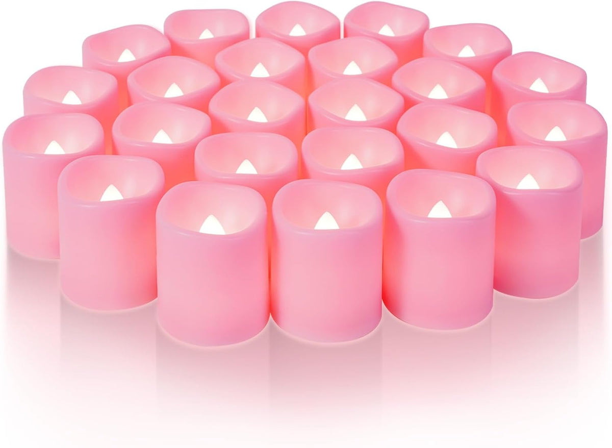 Homemory 24 Pack Ivory Flameless Flickering LED Votive Tealights Candles