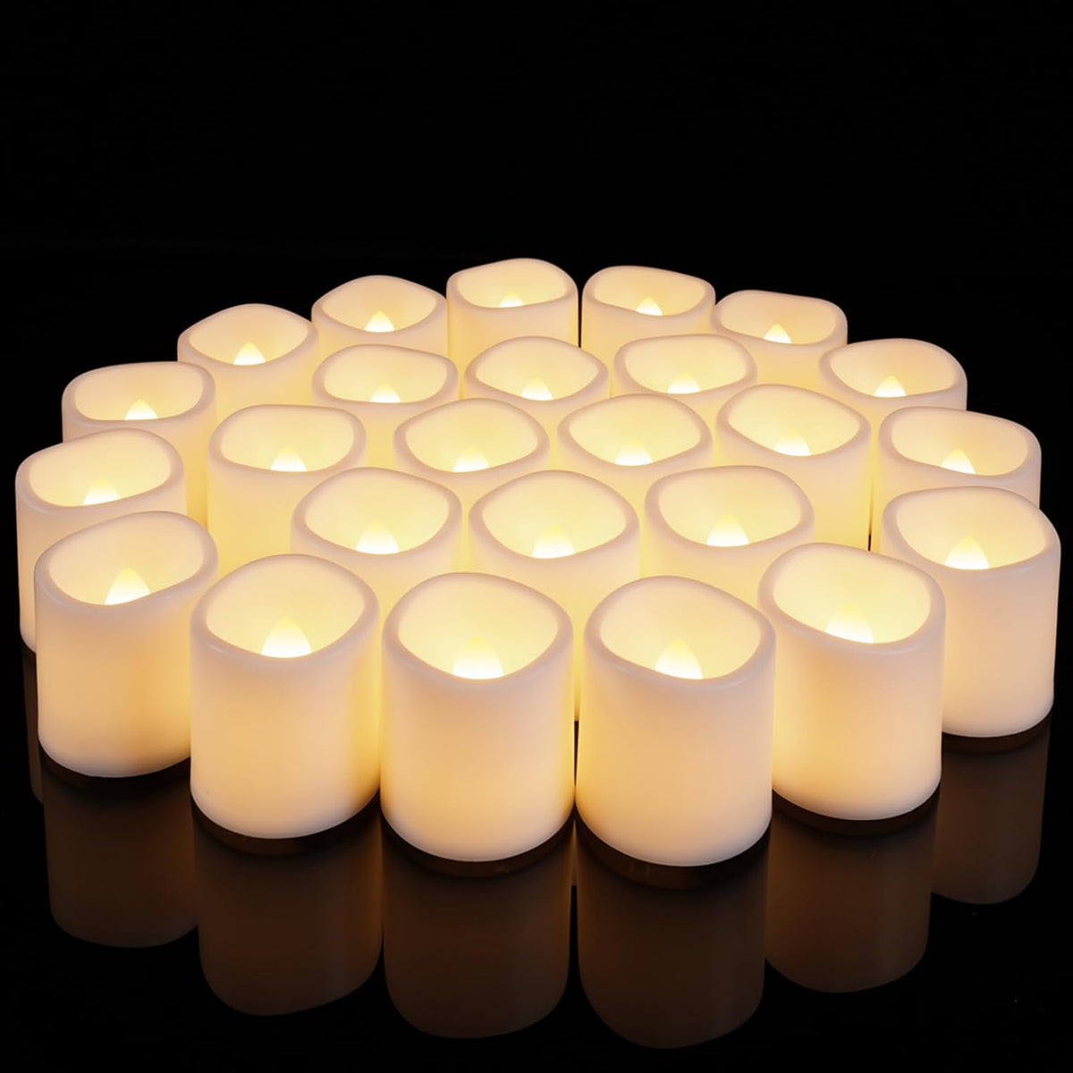 Homemory 24 Pack Ivory Flameless Flickering LED Votive Tealights Candles