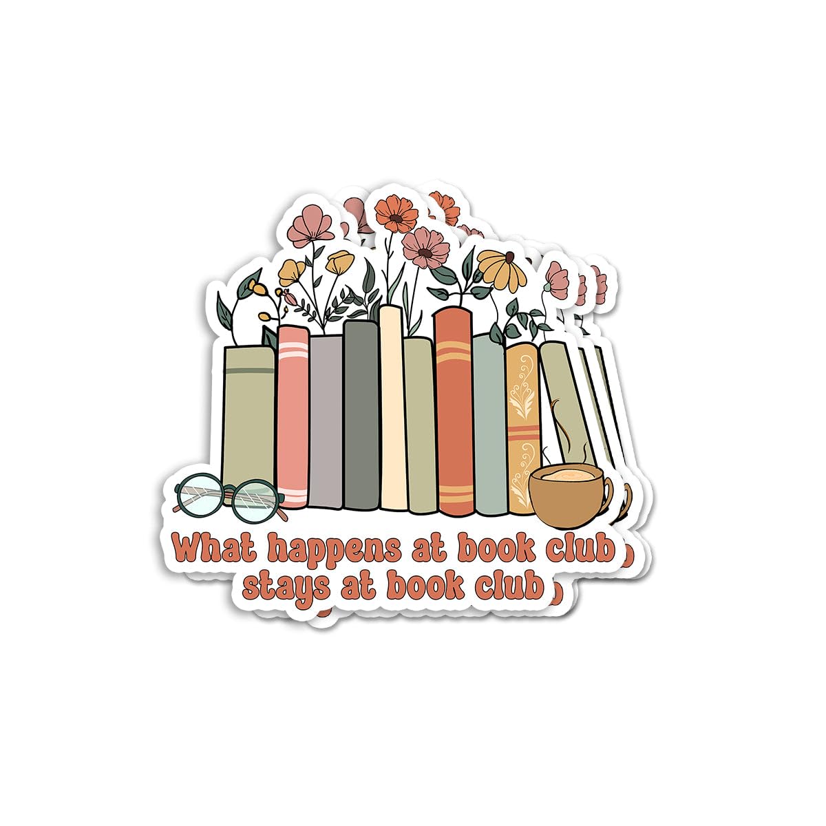 (3pcs) What Happens at Book Club Stays at Book Club Sticker - Funny Stickers - Motivation Decals - Motivational Stickers - Durable & Waterproof - Perfect for Laptops Water Bottles - Ideal for Gifting