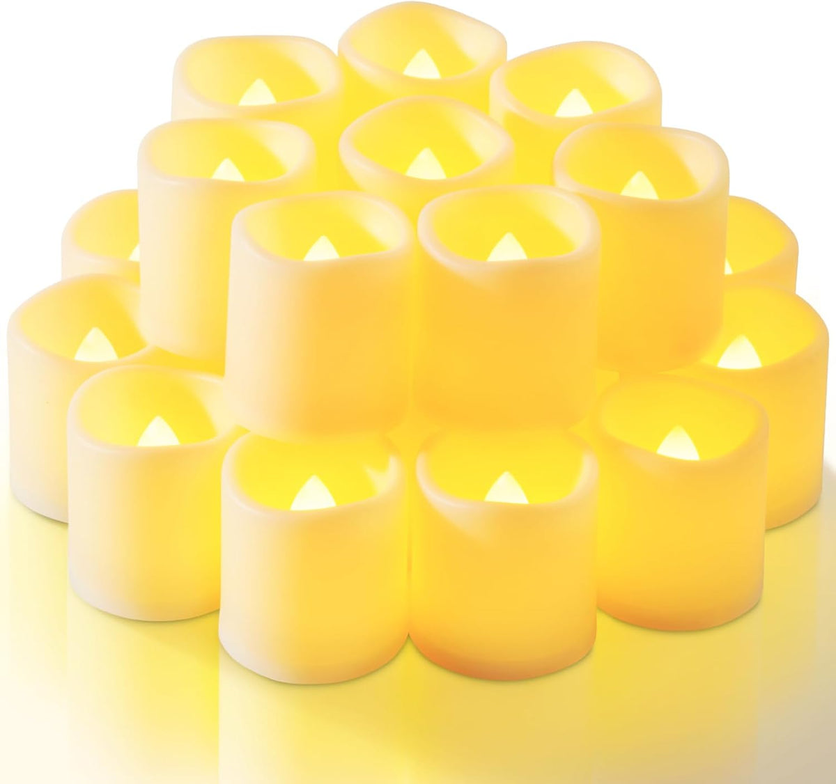 Homemory 24 Pack Ivory Flameless Flickering LED Votive Tealights Candles