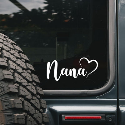 Nana Car Decal with Heart Accent - Timeless and Loving Expression of Care - Clean and Minimal Script for Gentle Decoration - Clear and Warm Presence in Visual Form