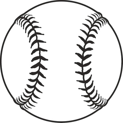Cool Fun Sports Baseball Ball Design Cartoon Vinyl Sticker (4" Tall, White and Black Stitching)
