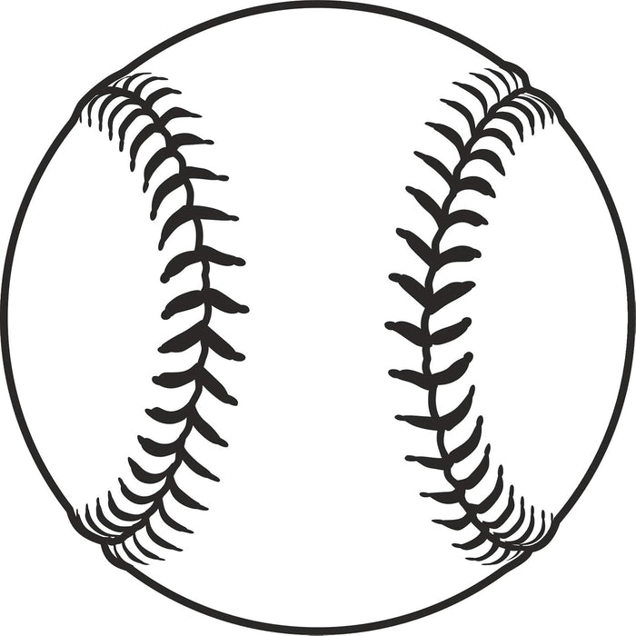Cool Fun Sports Baseball Ball Design Cartoon Vinyl Sticker (4" Tall, White and Black Stitching)