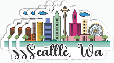 3Pcs Seattle Wa Skyline Sticker - Car Sticker - Laptop Sticker - Water Bottle Sticker - Washington Sticker - Travel Sticker - Seattle Sticker