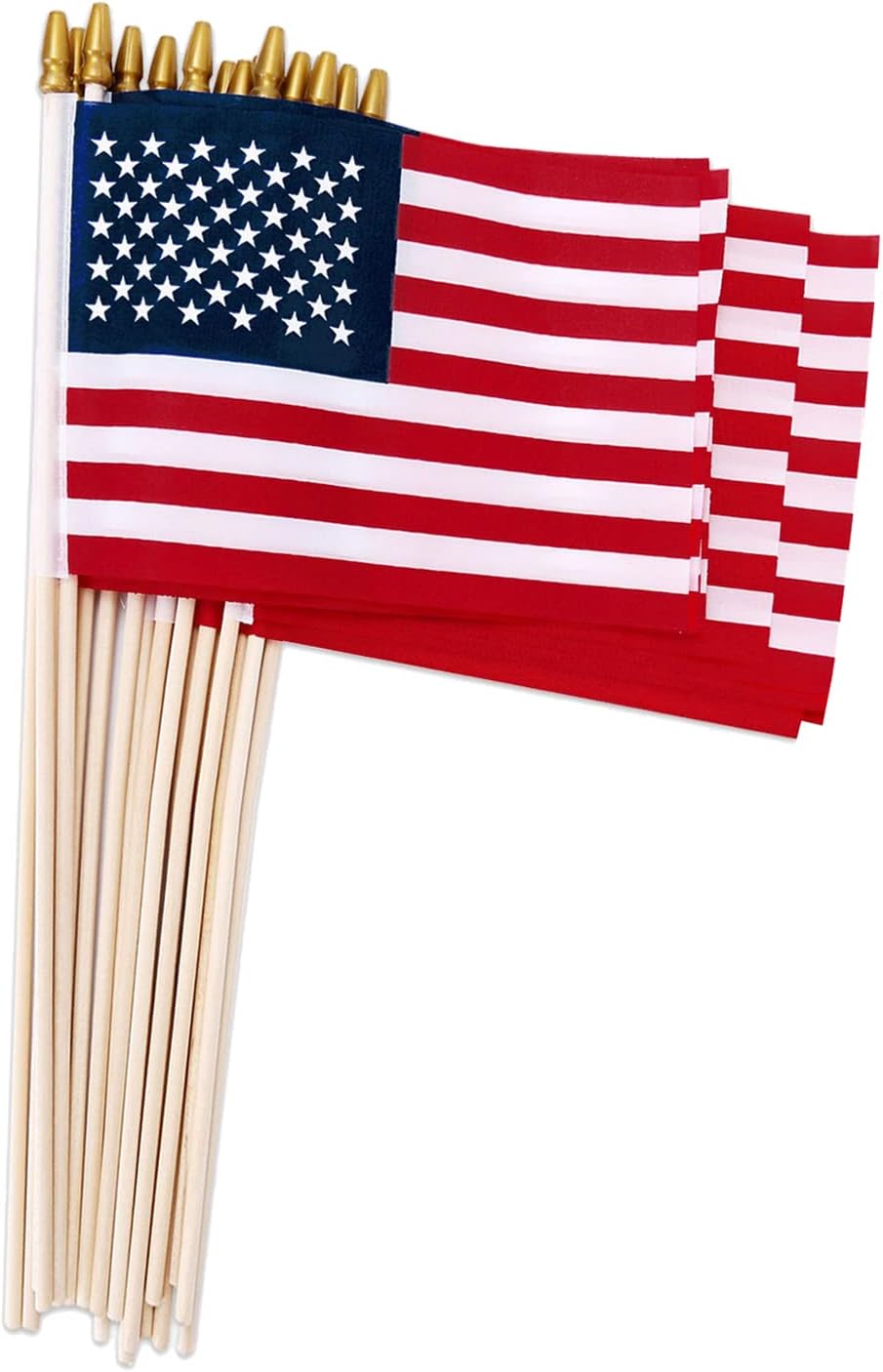 100 Pack Small American Flags on Stick, 4x6 Inch US HandHeld Stick Flags