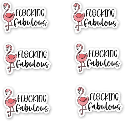 Pack of 6-2'' Pink Flamingo Stickers - Waterproof Vinyl for Car Phone Water Bottle - Vintage Style Decal