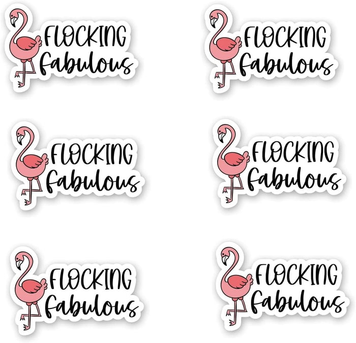 Pack of 6-2'' Pink Flamingo Stickers - Waterproof Vinyl for Car Phone Water Bottle - Vintage Style Decal
