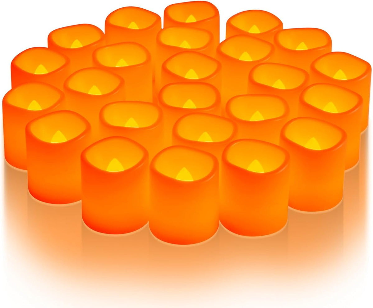 Homemory 24 Pack Ivory Flameless Flickering LED Votive Tealights Candles