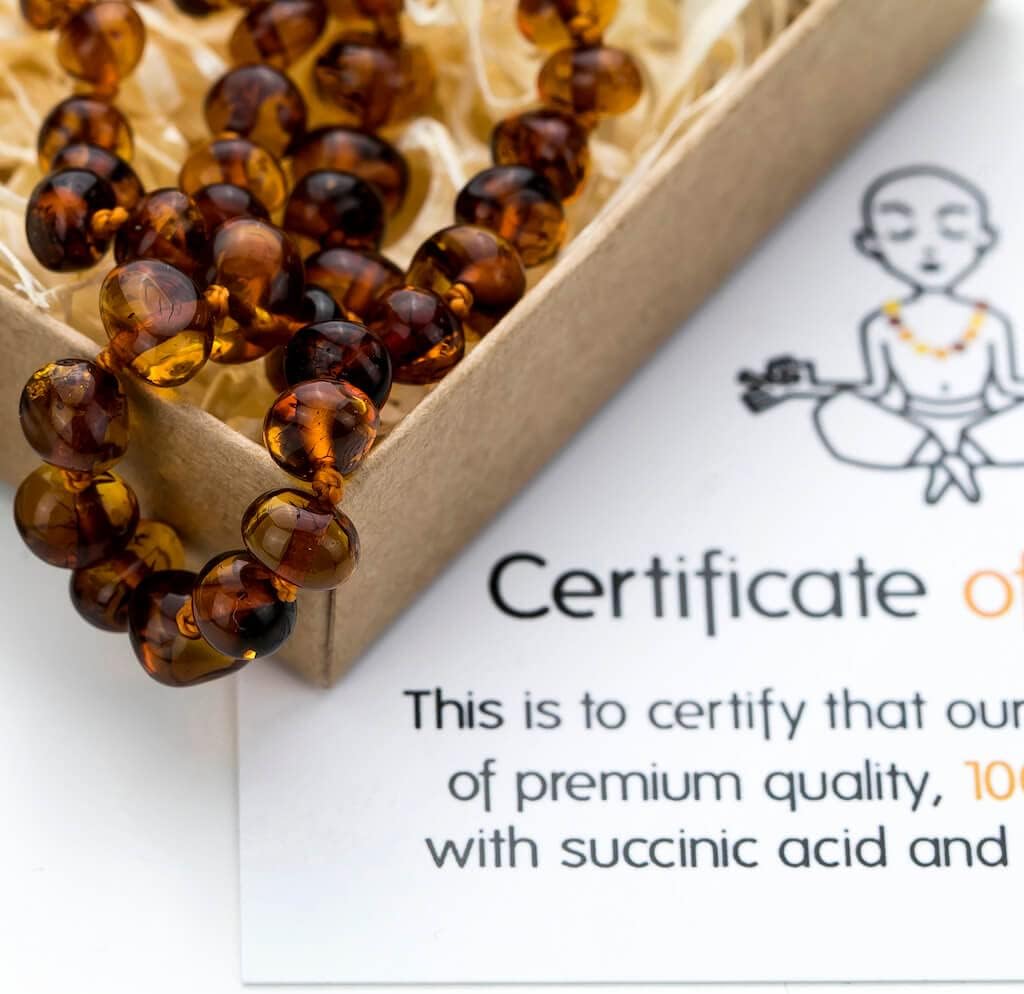 Amber Guru Baltic Amber Necklace (Authentic, Certified) - 12.5 inches - Unisex Jewelry - Polished Real Amber Beads - Proud to Deliver Genuine Baltic Sea Wonder - Handmade