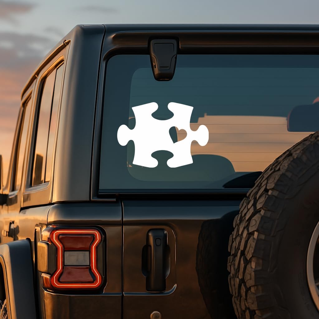 Puzzle Piece Heart Decal - Autism Awareness Vinyl Sticker for Car SUV Truck Window - Waterproof Durable Decoration - Gift for Families