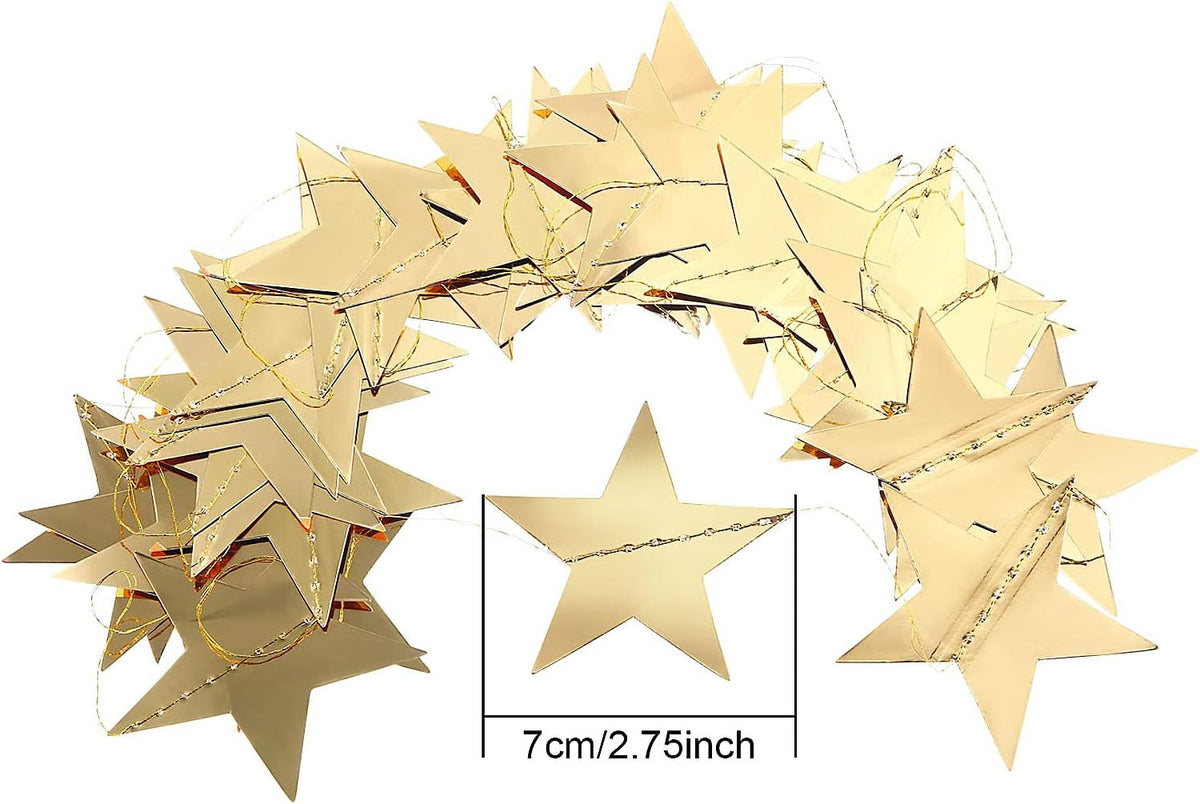 Patelai 130 ft Star Garland Banner Decor, Gold