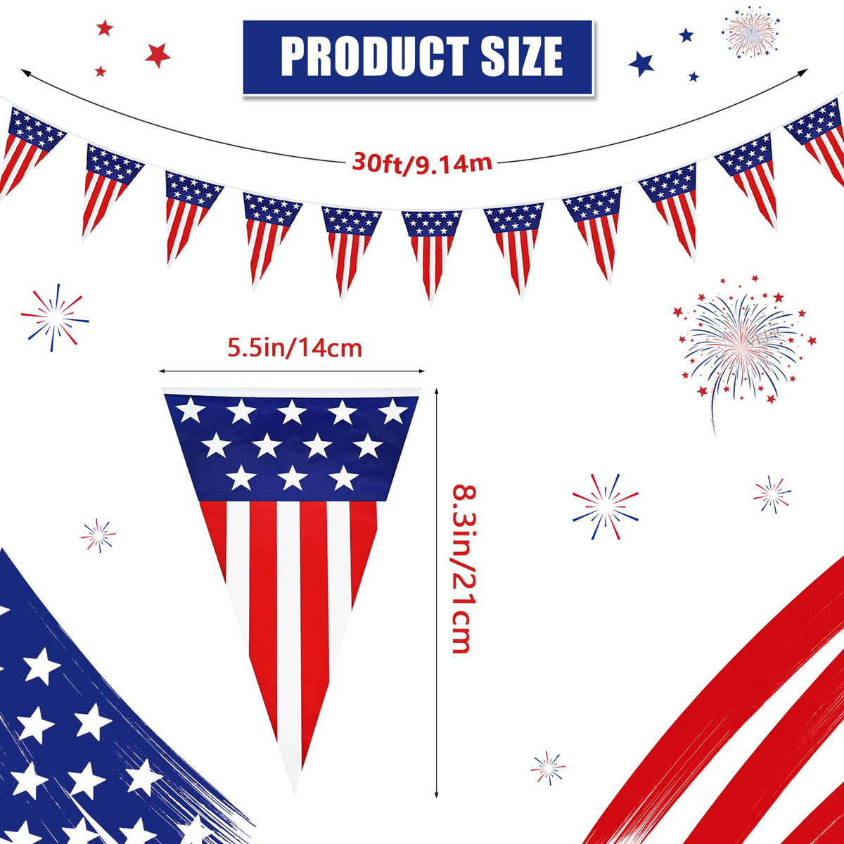 USA Flag Pennant Banner 4th of July American Flag Banner