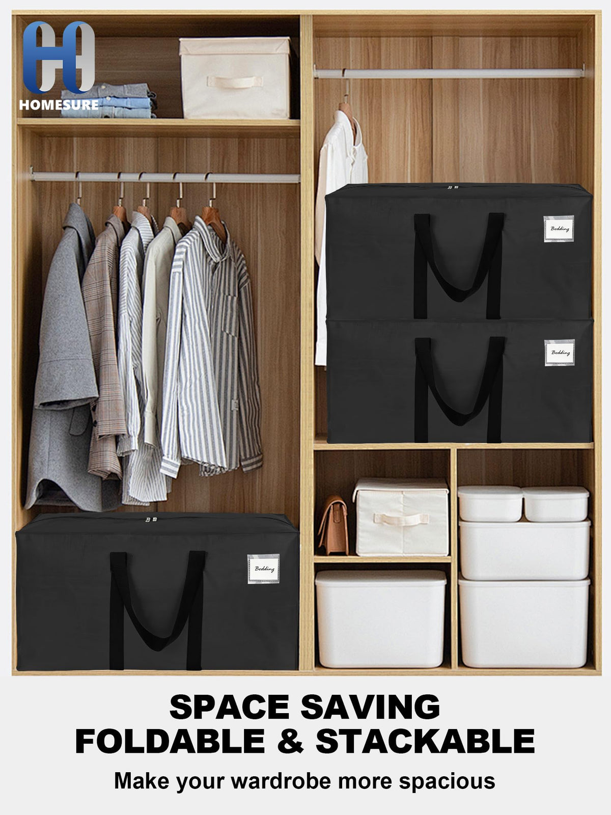 HOMESURE Supports 200lbs Heavy Duty Moving Bags - Strong Zipper & Wrap-Around Handles - Water-Resistant Storage Totes, Durable Alternative to Moving Boxes