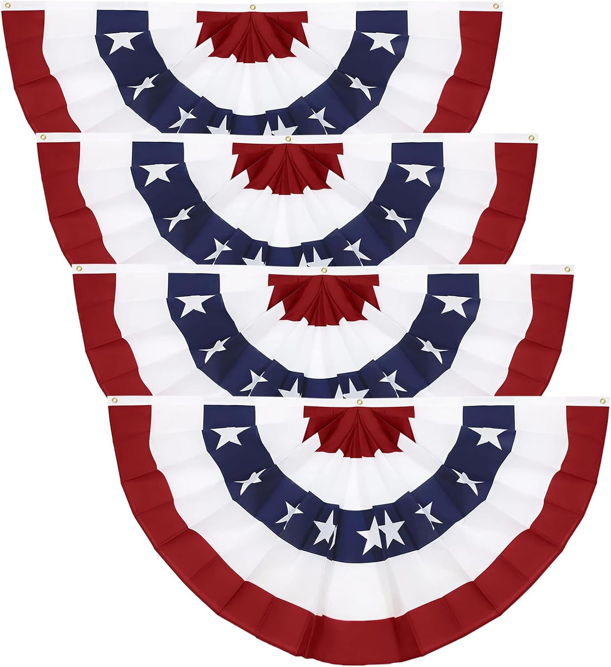 4PCS 3x6 Ft American Pleated Fan Flag, Patriotic Half Fan Bunting Flag