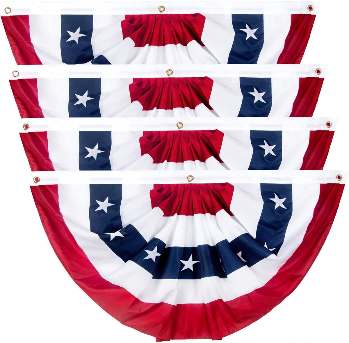 2x4 Ft American Pleated Fan Flag, Patriotic Half Fan Bunting Flag, Indoor Outdoor for Red White Blue USA 250th Anniversary 4th of July Decoration Patriotic Decor Memorial Day (Set of 5)