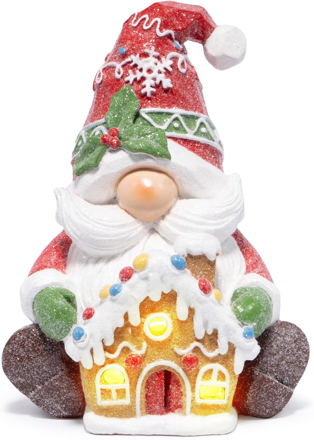 Hodao Thanksgiving Decor Harvest Elf Figurines with Pumpkin Sunflower