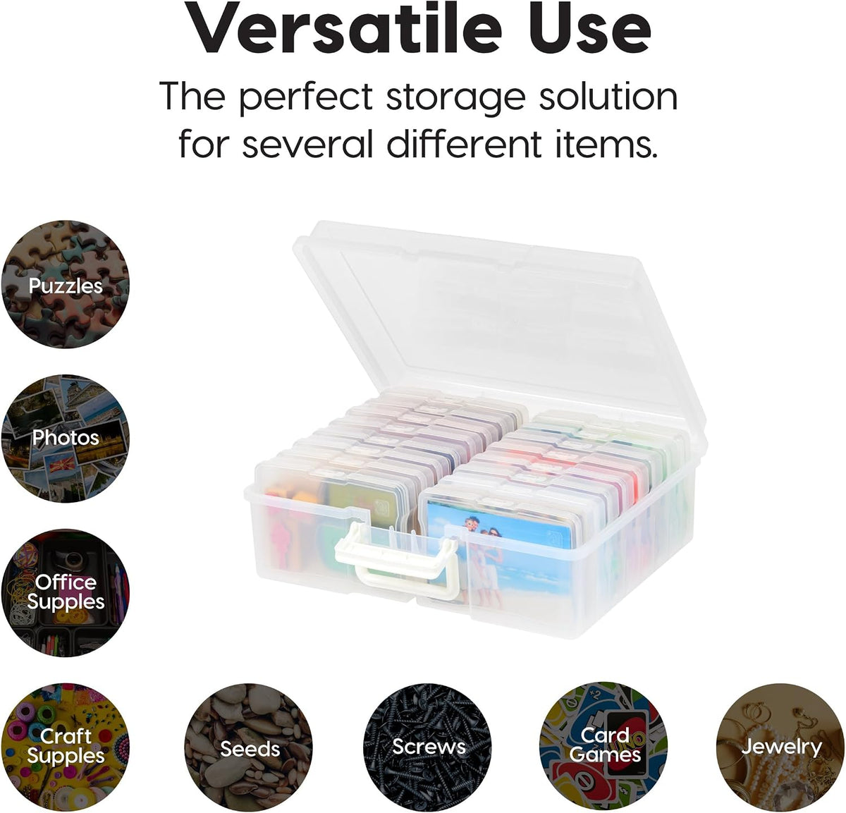 IRIS USA Photo Storage Box |Made in USA| 16 Cases - (2-Pack) - Clear