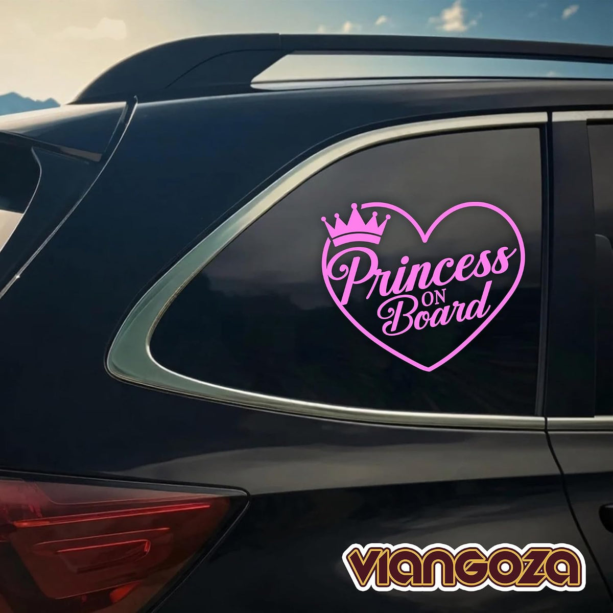 Princess On Board Car Decal, Funny Passenger Cute Crown Decals, Aesthetic Vinyl Waterproof 8 inch Bumper Sticker for Trucks Window, Car Accessories Decorations Gifts for Women Friend Mom