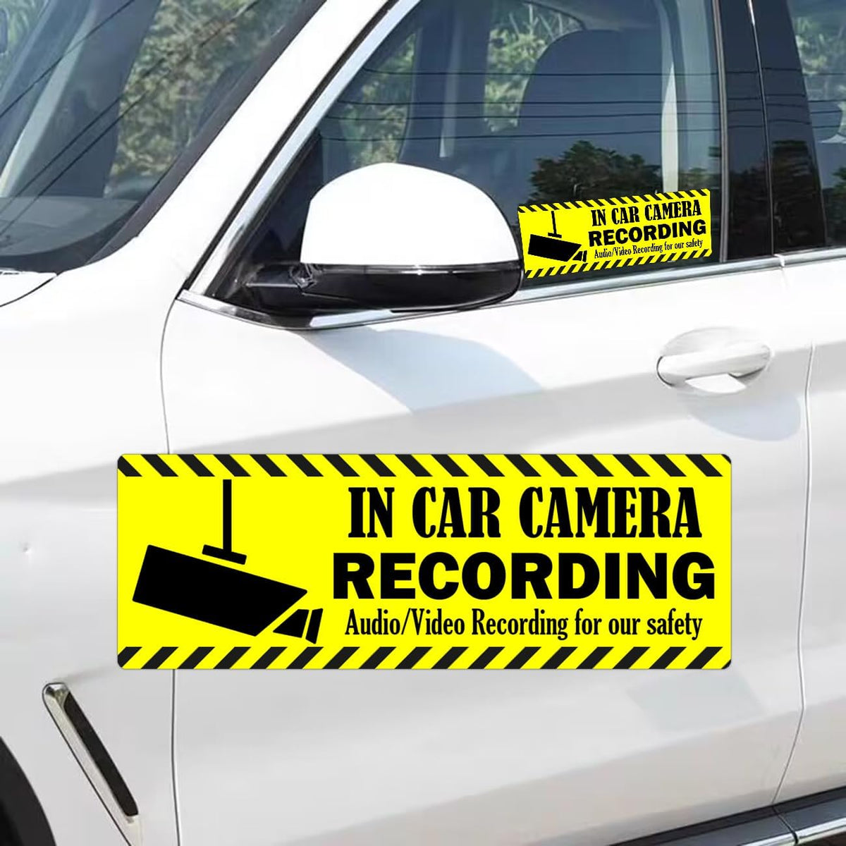 Camera Audio Video Recording Window Cars Stickers 2x6 Inch in Car Camera Recording Labels Cam On Board Video Sign for Car Window Bumper Safety 4 PCS (Yellow)
