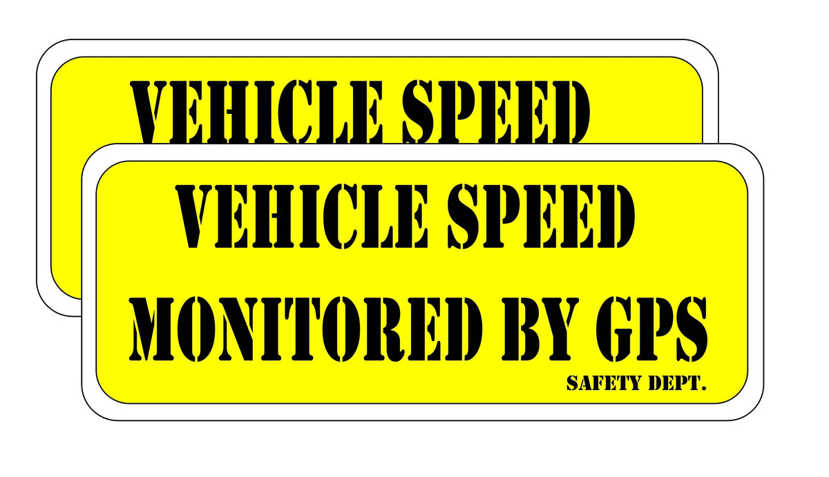 (2) Vehicle Speed Monitored by GPS Sticker Decal 3.5x8" p186 (2) Stickers