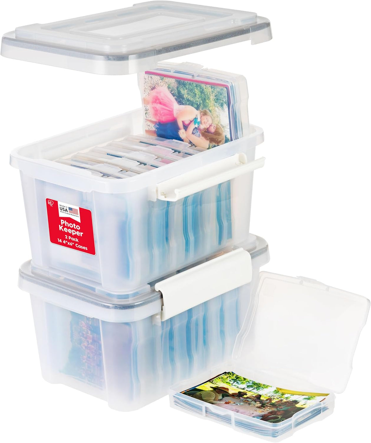 IRIS USA Photo Storage Box |Made in USA| 16 Cases - (2-Pack) - Clear
