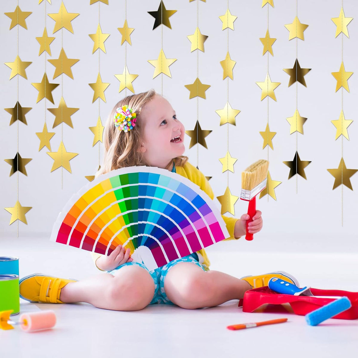 Patelai 130 ft Star Garland Banner Decor, Gold
