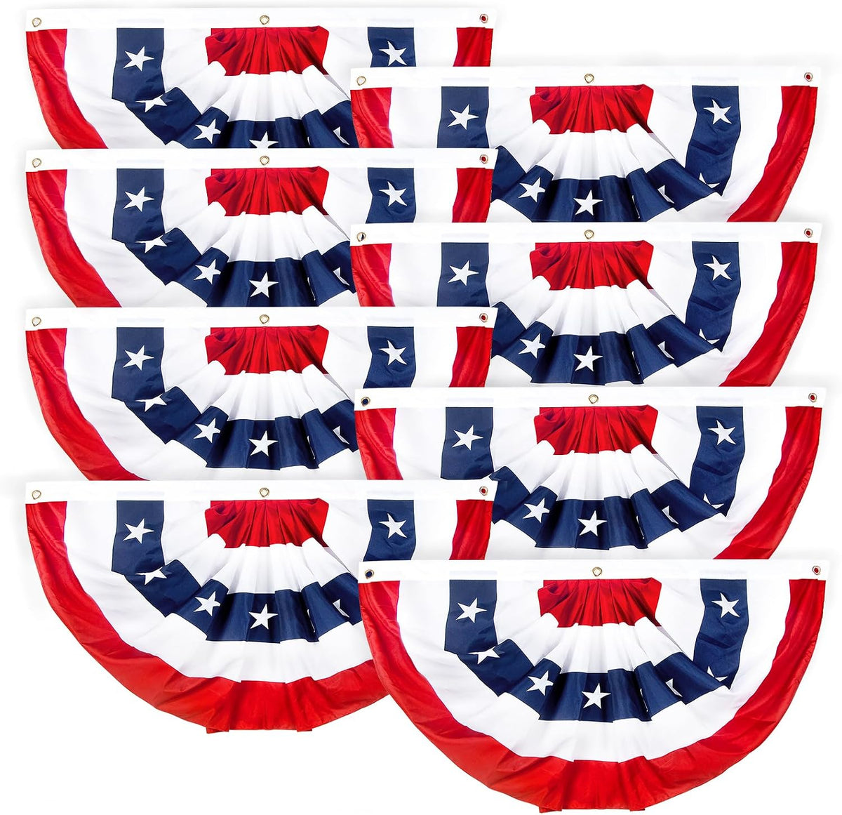 2x4 Ft American Pleated Fan Flag, Patriotic Half Fan Bunting Flag, Indoor Outdoor for Red White Blue USA 250th Anniversary 4th of July Decoration Patriotic Decor Memorial Day (Set of 5)
