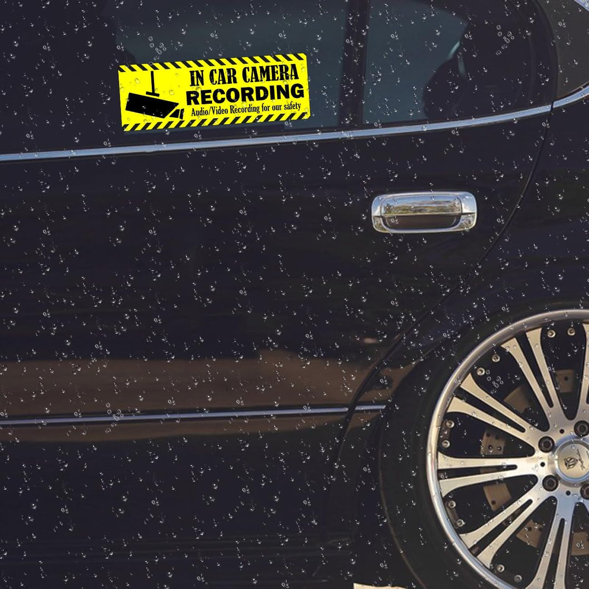 Camera Audio Video Recording Window Cars Stickers 2x6 Inch in Car Camera Recording Labels Cam On Board Video Sign for Car Window Bumper Safety 4 PCS (Yellow)
