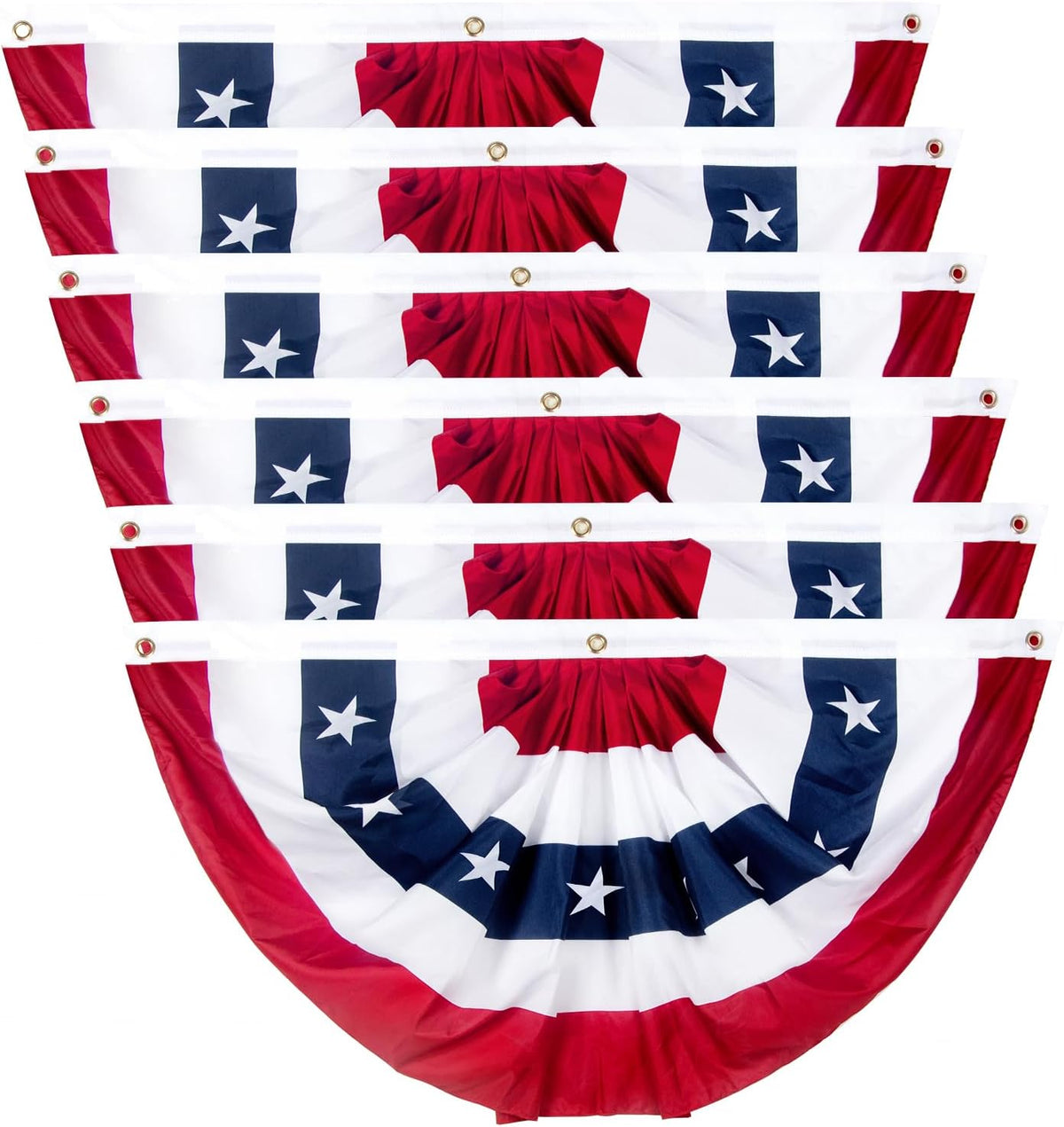 2x4 Ft American Pleated Fan Flag, Patriotic Half Fan Bunting Flag, Indoor Outdoor for Red White Blue USA 250th Anniversary 4th of July Decoration Patriotic Decor Memorial Day (Set of 5)