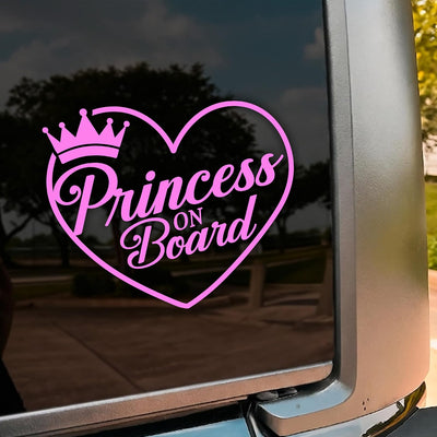 Princess On Board Car Decal, Funny Passenger Cute Crown Decals, Aesthetic Vinyl Waterproof 8 inch Bumper Sticker for Trucks Window, Car Accessories Decorations Gifts for Women Friend Mom