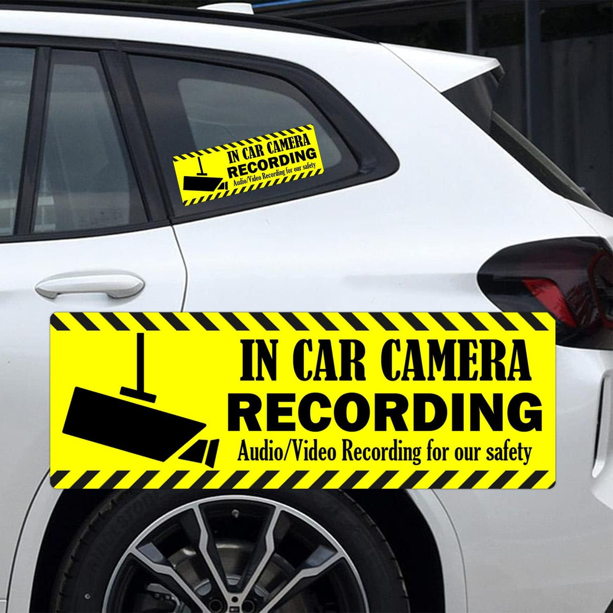 Camera Audio Video Recording Window Cars Stickers 2x6 Inch in Car Camera Recording Labels Cam On Board Video Sign for Car Window Bumper Safety 4 PCS (Yellow)