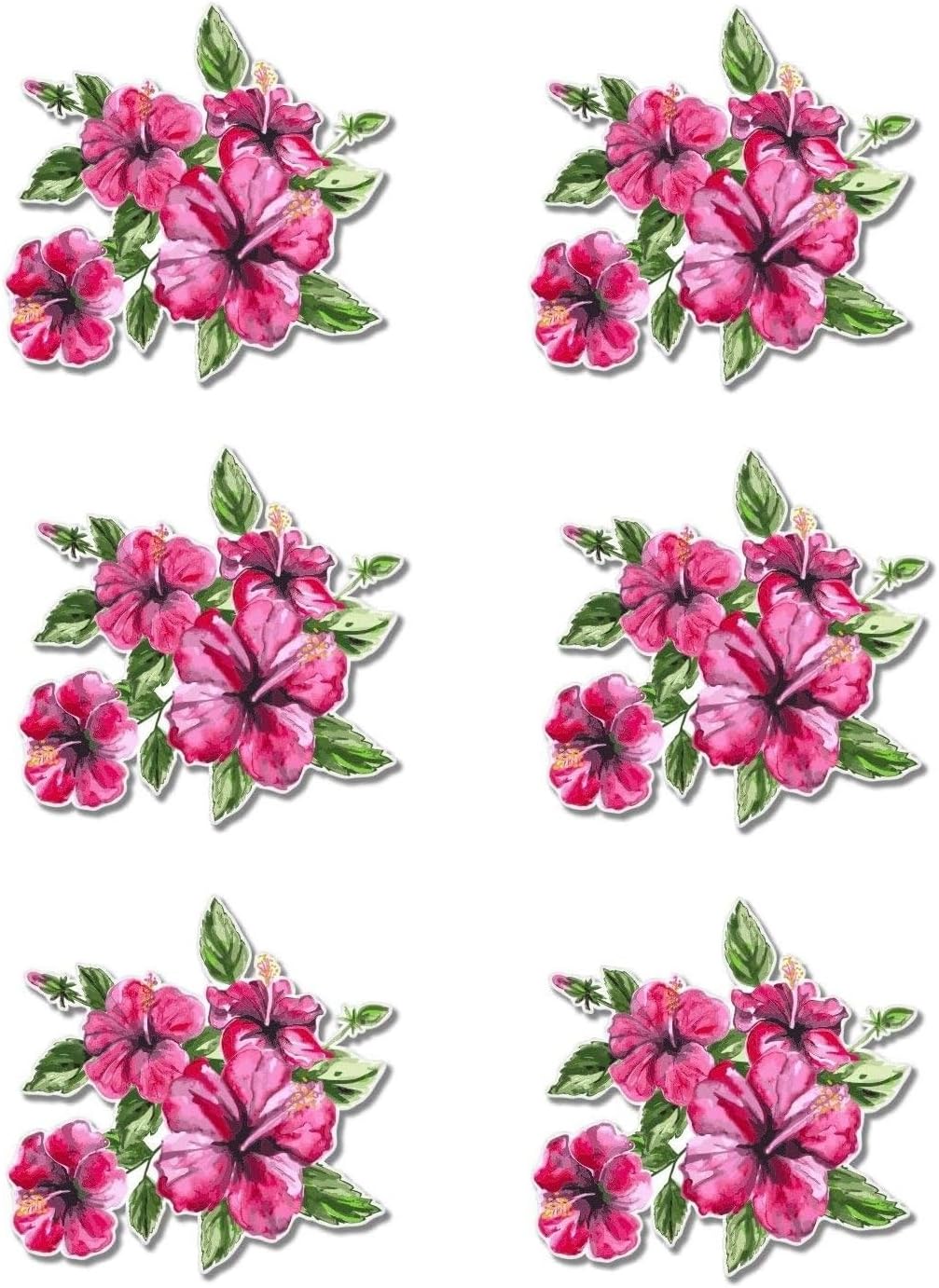 Pack of 6-2'' Stickers - Hibiscus Beautiful Tropical Watercolor Vinyl Sticker - Car Window Bumper Laptop Bumper Sticker Decal