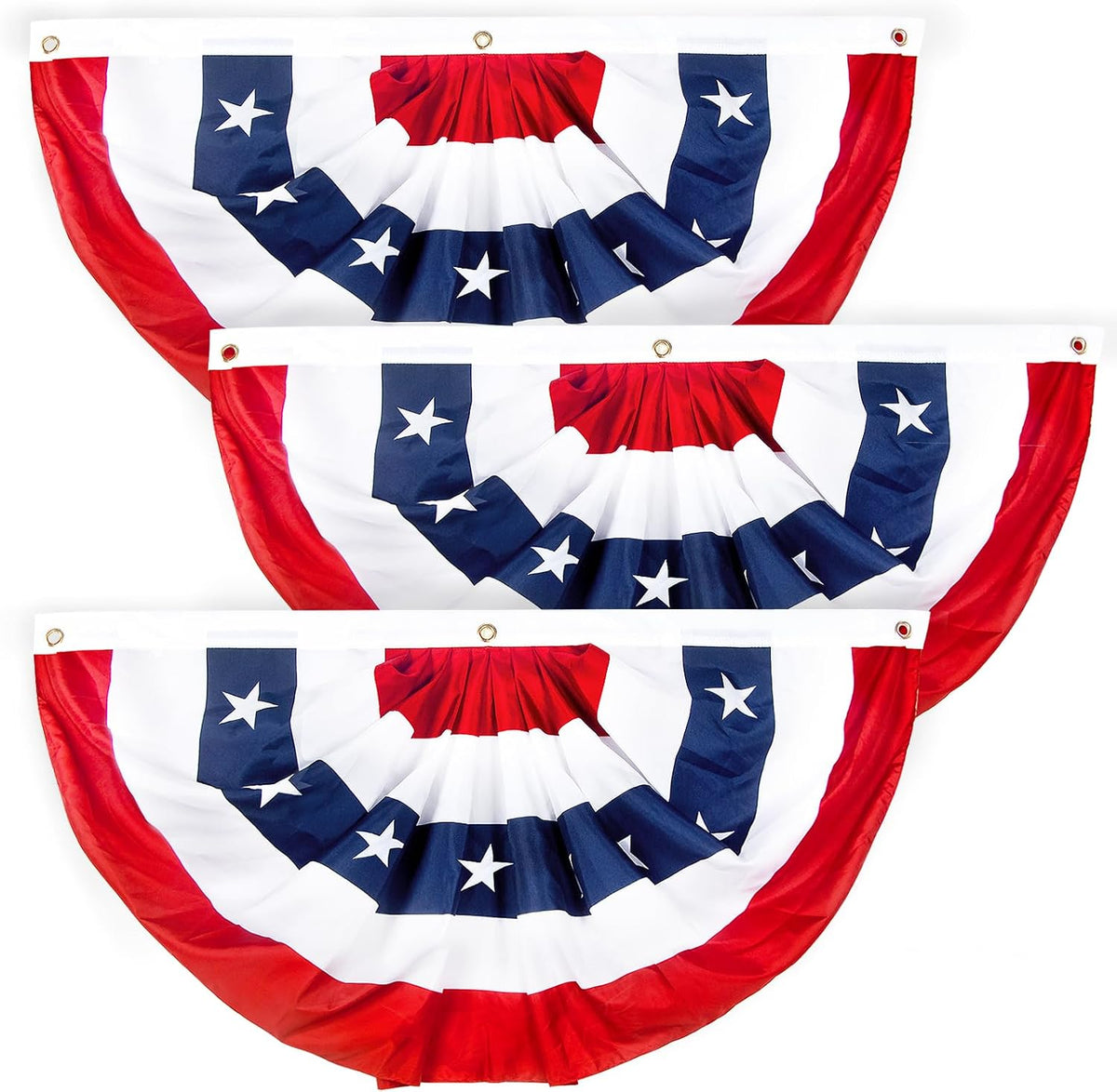 2x4 Ft American Pleated Fan Flag, Patriotic Half Fan Bunting Flag, Indoor Outdoor for Red White Blue USA 250th Anniversary 4th of July Decoration Patriotic Decor Memorial Day (Set of 5)