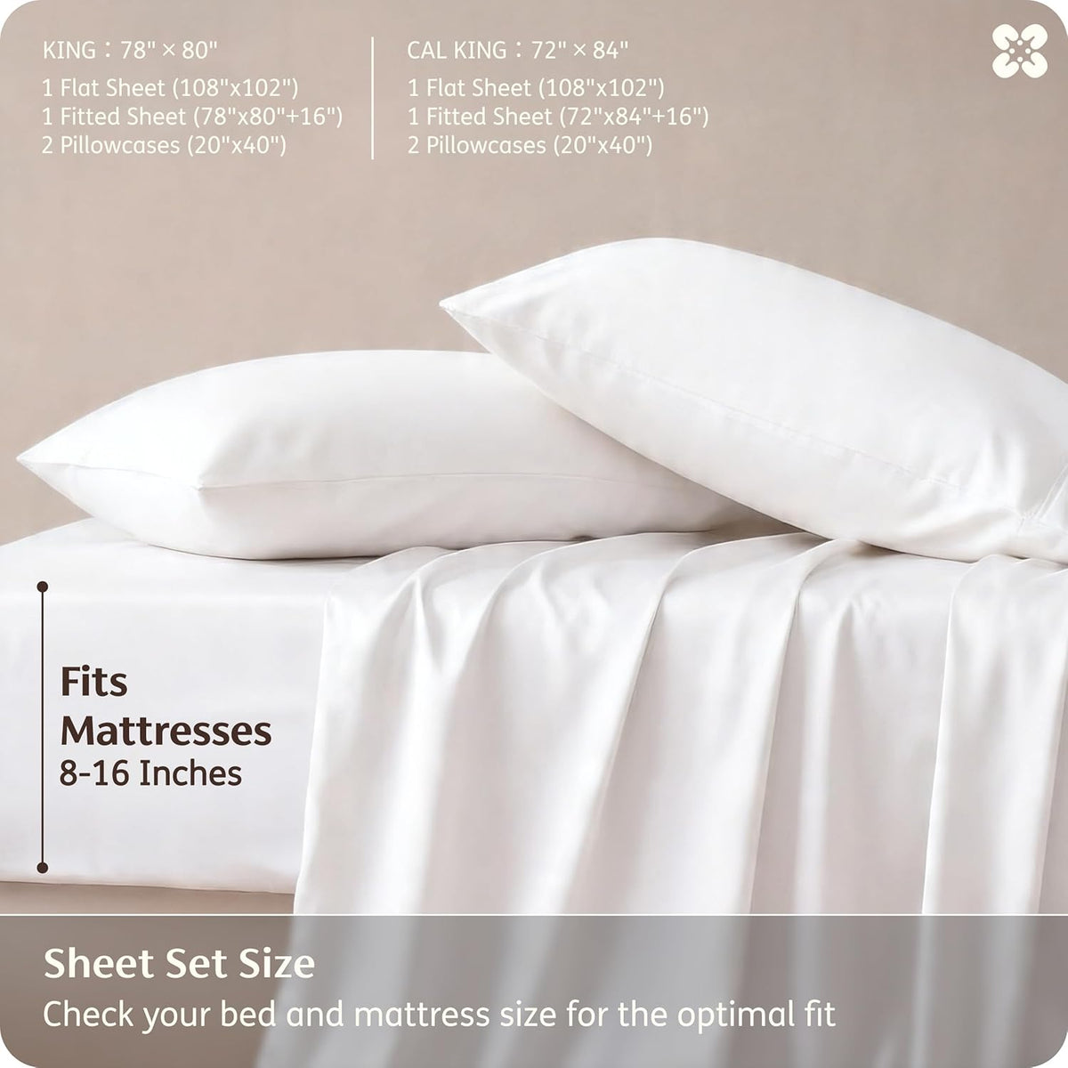 Bedsure PureWoven 100% Rayon Derived from Bamboo, King Size Sheets Set