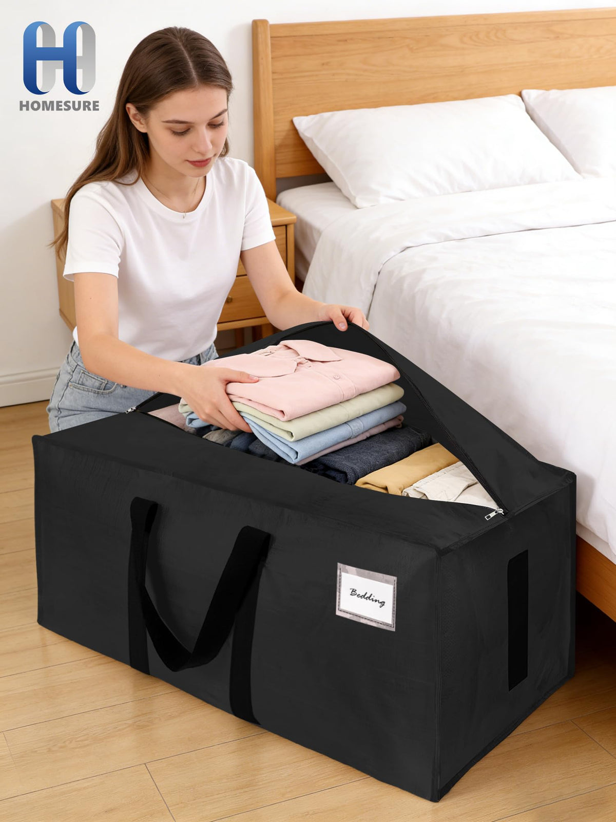 HOMESURE Supports 200lbs Heavy Duty Moving Bags - Strong Zipper & Wrap-Around Handles - Water-Resistant Storage Totes, Durable Alternative to Moving Boxes