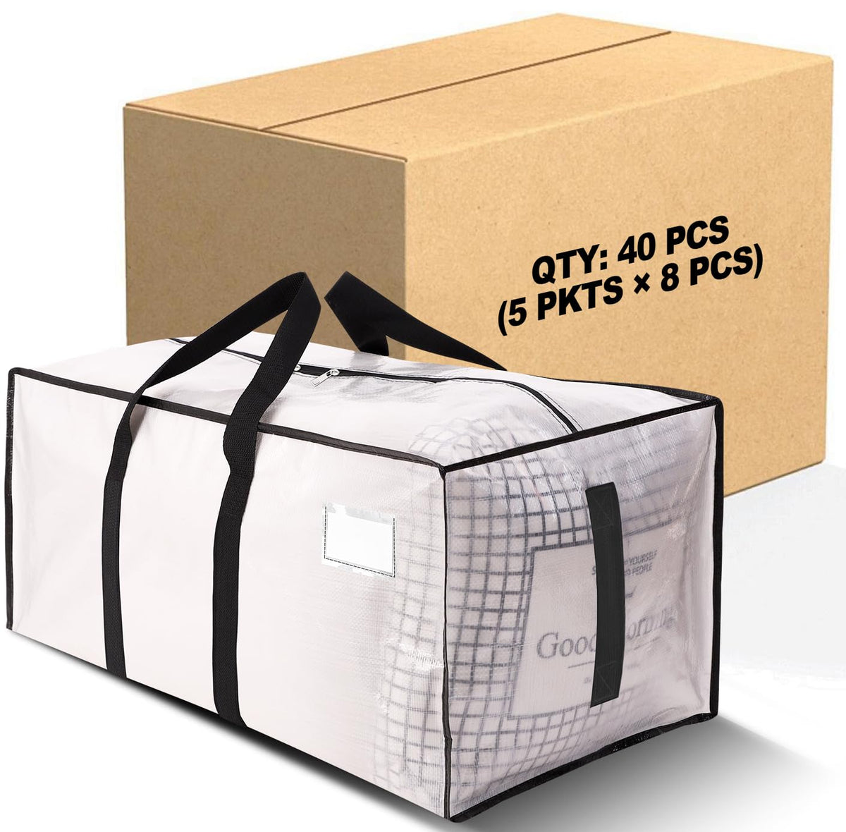HOMESURE Supports 200lbs Heavy Duty Moving Bags - Strong Zipper & Wrap-Around Handles - Water-Resistant Storage Totes, Durable Alternative to Moving Boxes