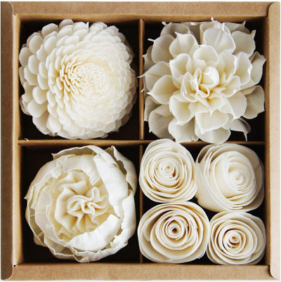 4 Mixed Sola Flower Eco-Friendly Fragrance Diffuser, Handmade Thai Wood Flowers for Home Scenting and Wellness Decor