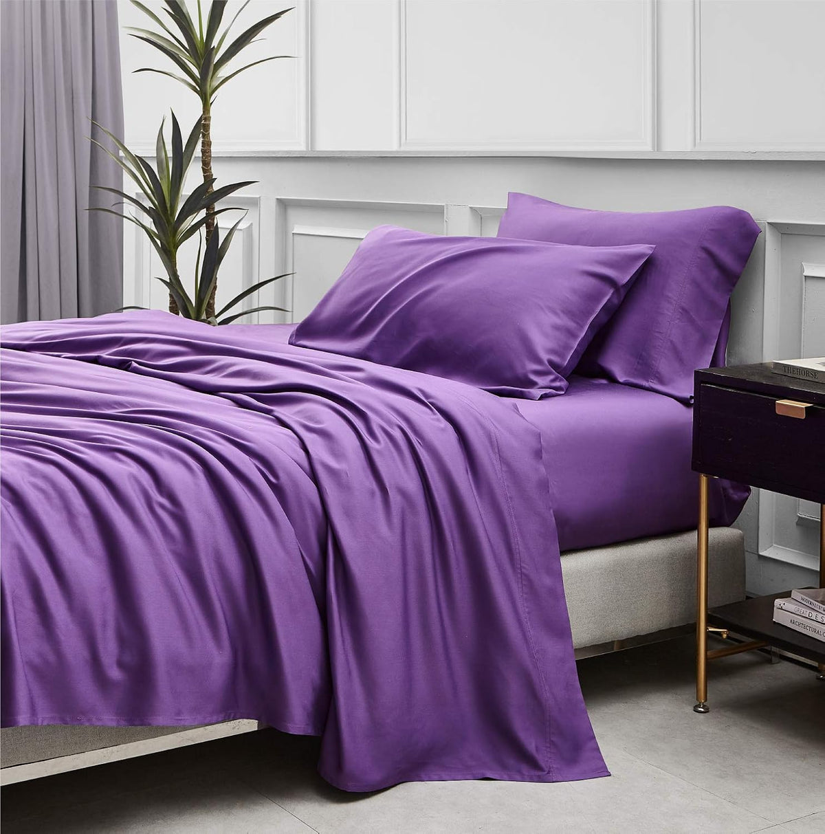 Bedsure PureWoven 100% Rayon Derived from Bamboo, King Size Sheets Set