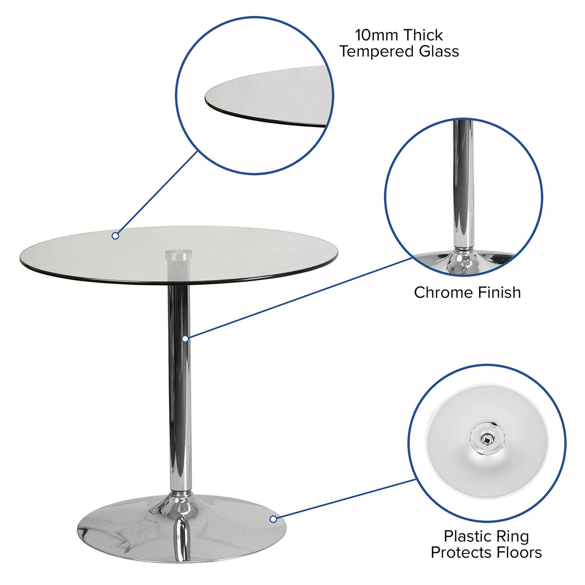 Flash Furniture 31.5 in Glass Round Table