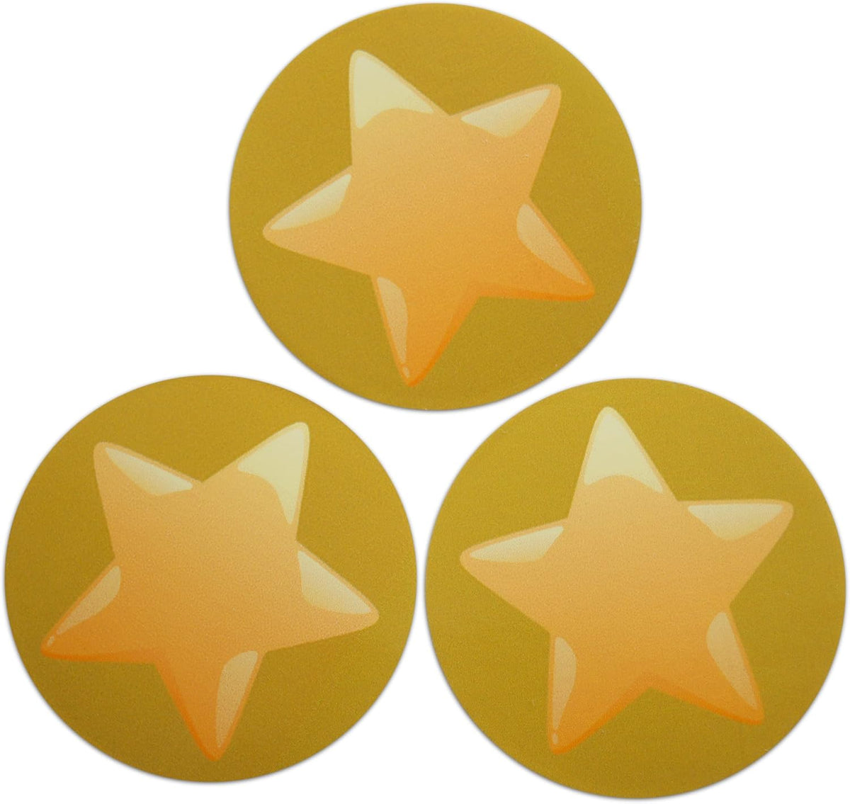 Novel Merk Gold Star Vinyl Stickers - 2” Round Individual Decals for Laptop, Water Bottle, Phone, Party Favors, & Decor - Adheres to Clean Surfaces Waterproof & Repositionable (20 Pack)