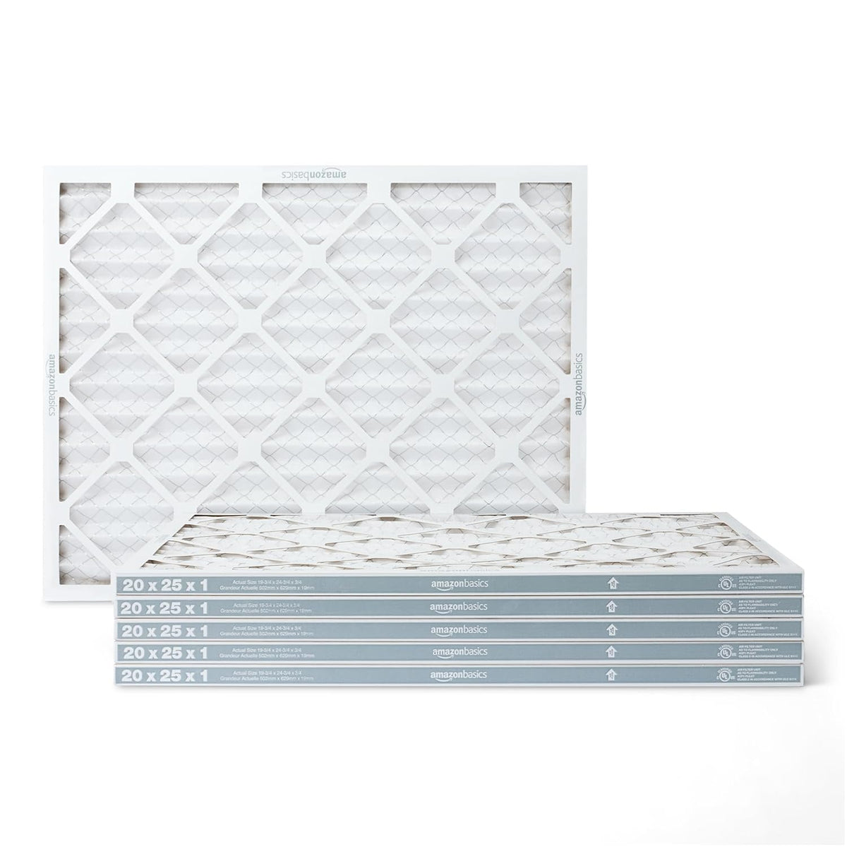 Amazon Basics 20x20x1 Air Filter 6-Pack, MERV 11 AC Furnace Filters, Dust, Pet, Allergen Control , Electrostatic (Actual Size: 19.75 x 19.75 x .75)