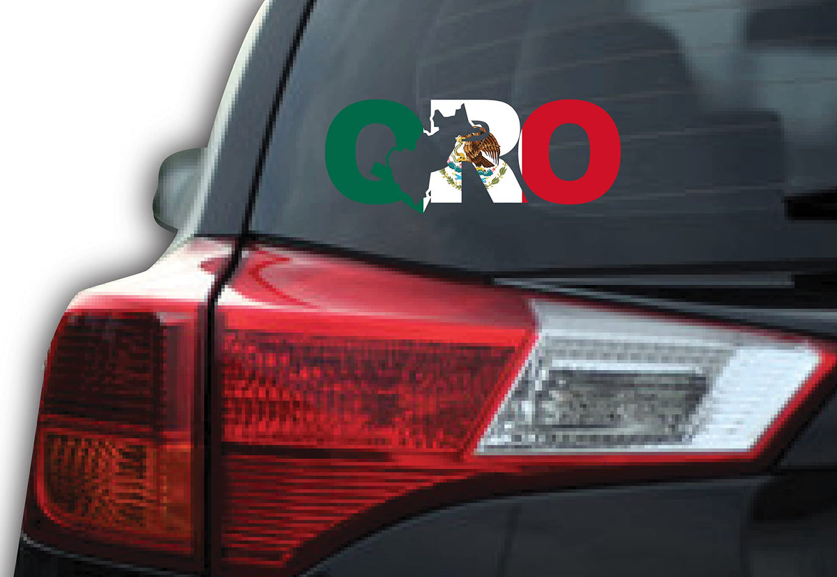 Queretaro Letters Decal Car Window Laptop Map Vinyl Sticker Mexico Qro (White, 3.5" x 9")